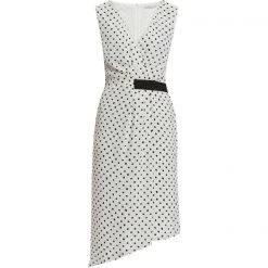 Gina Bacconi Kari Asymmetric Wrap Spot Dress