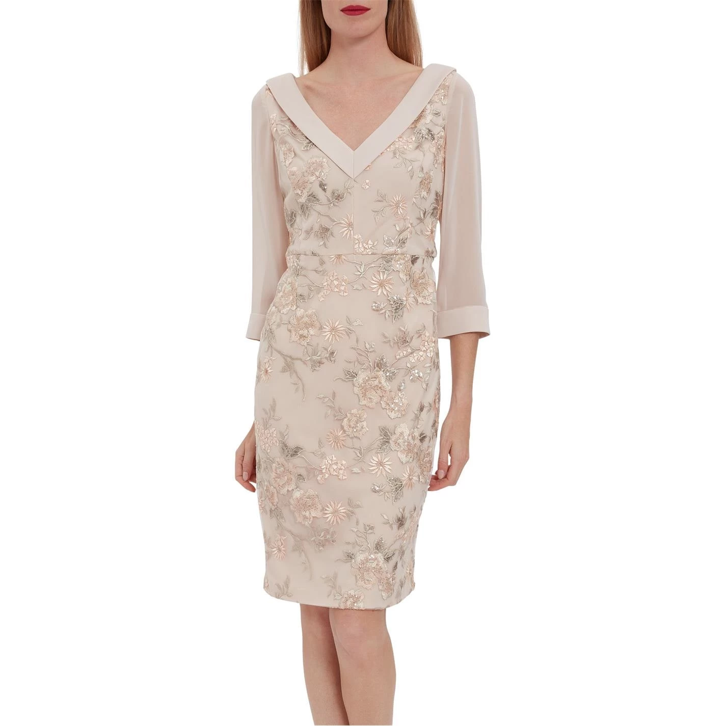 Gina Bacconi Kaye Embroidery Dress And Chiffon Sleeve 2 Gina Bacconi Kaye Embroidery Dress And Chiffon Sleeve - Image 2