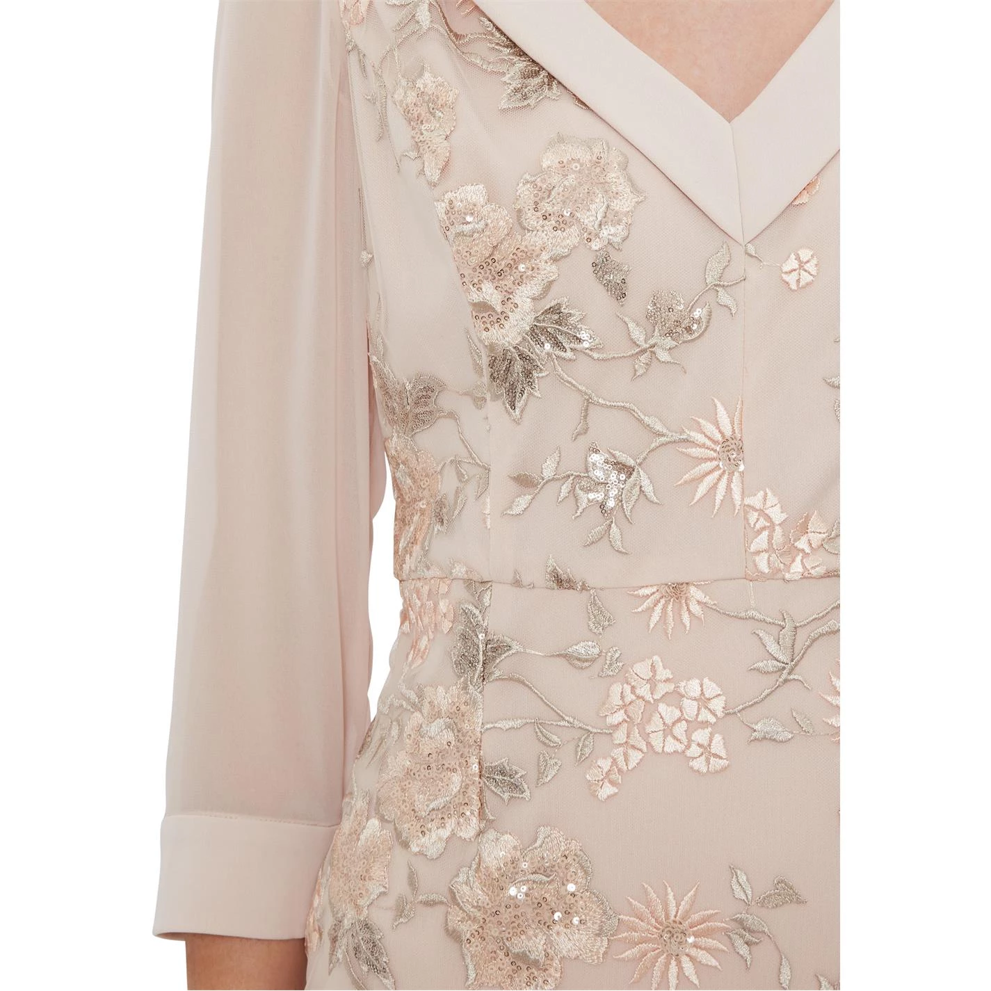 Gina Bacconi Kaye Embroidery Dress And Chiffon Sleeve 4 Gina Bacconi Kaye Embroidery Dress And Chiffon Sleeve - Image 4