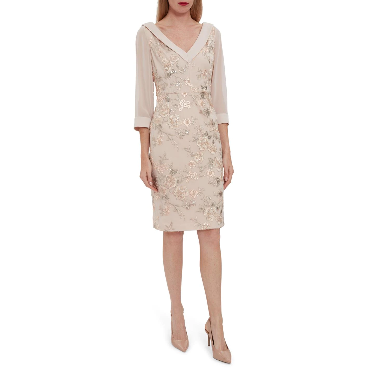 Gina Bacconi Kaye Embroidery Dress And Chiffon Sleeve 5 Gina Bacconi Kaye Embroidery Dress And Chiffon Sleeve - Image 5