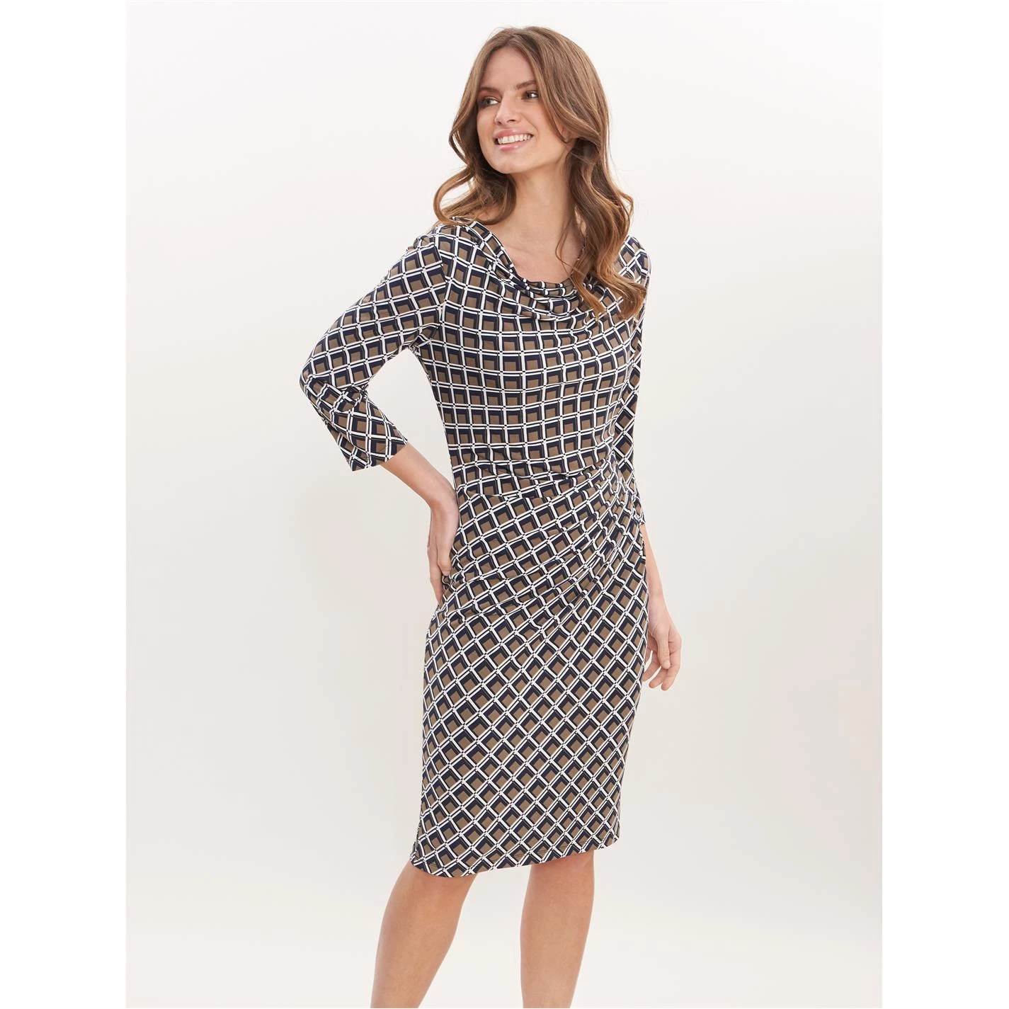 Gina Bacconi Talaina Printed Jersey Cowl Neck Dress 2 Gina Bacconi Talaina Printed Jersey Cowl Neck Dress - Image 2