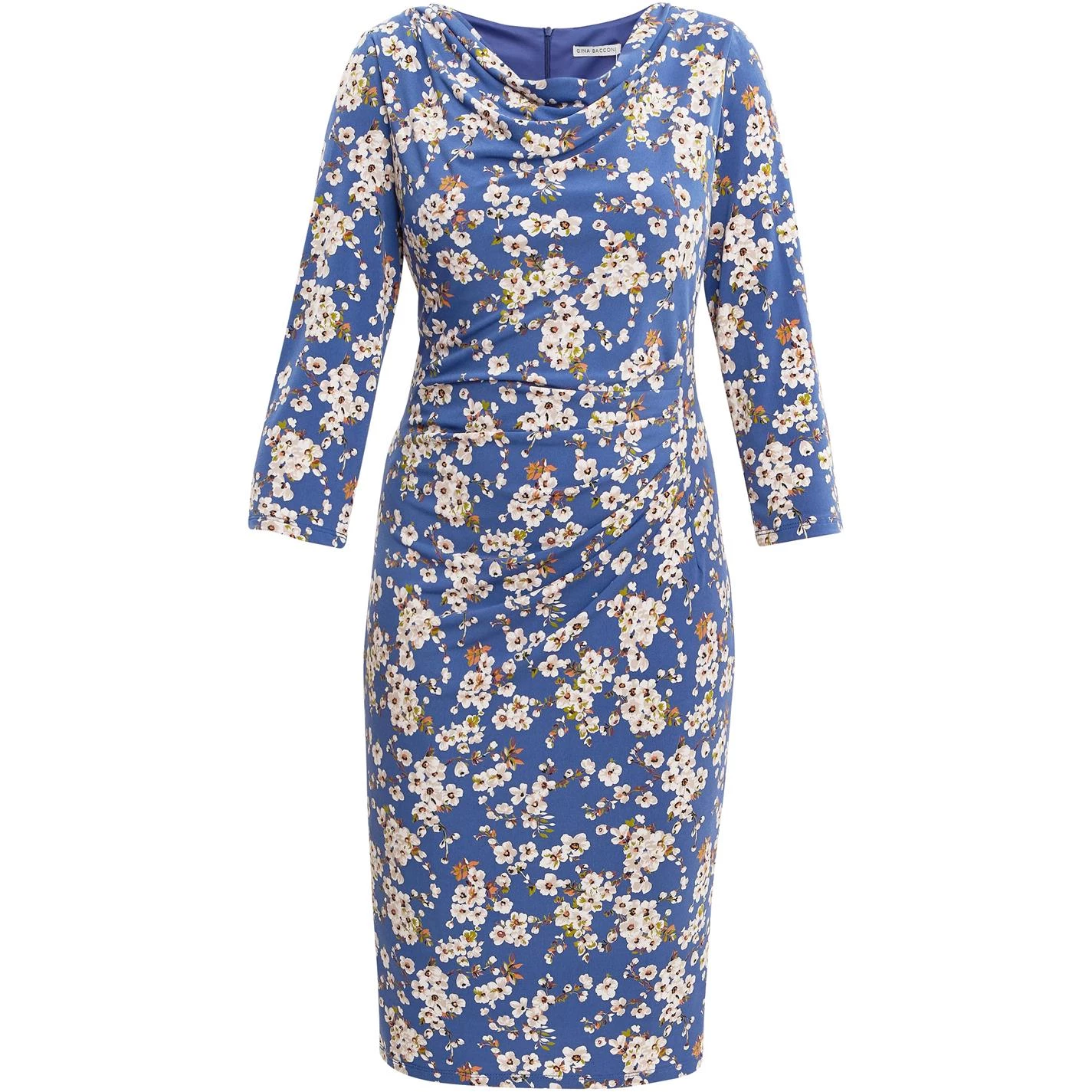 Gina Bacconi Brenda Printed Jersey Cowl Neck Dress 1 Gina Bacconi Brenda Printed Jersey Cowl Neck Dress