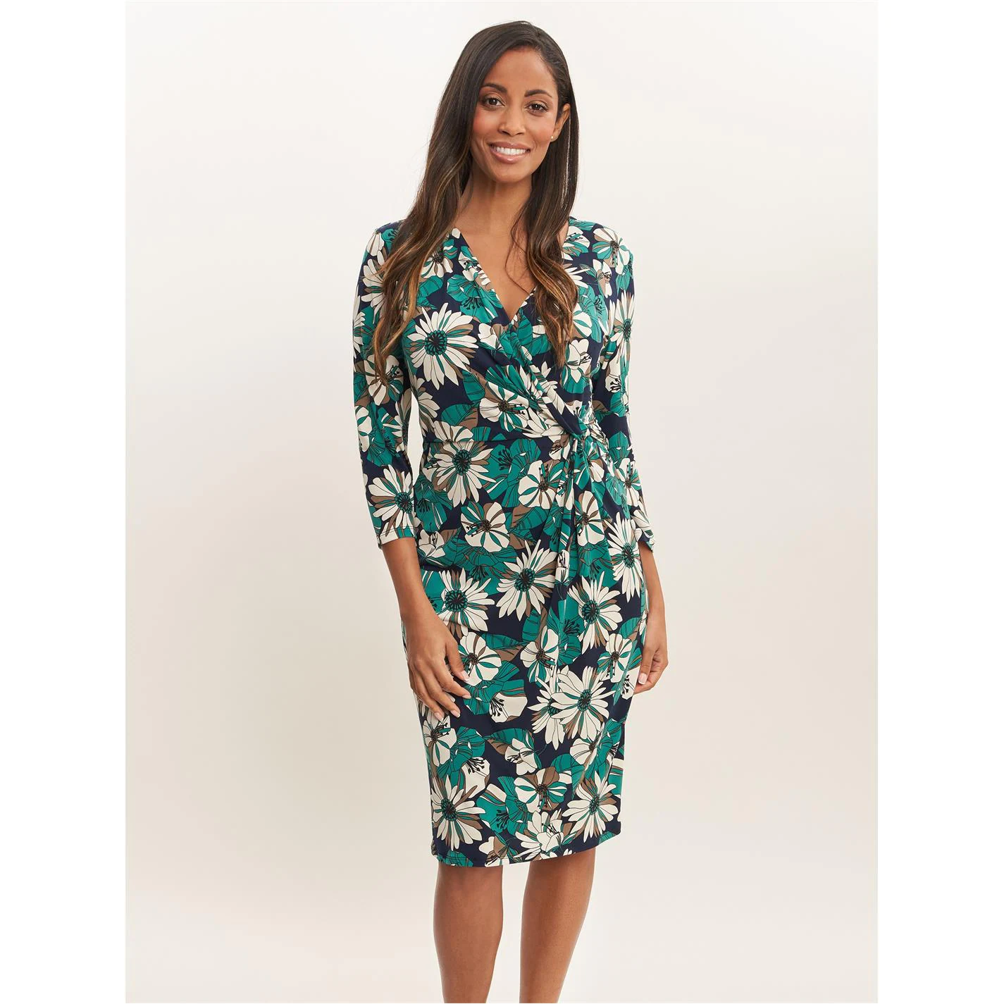 Gina Bacconi Nayla Floral Jersey Wrap Dress 2 Gina Bacconi Nayla Floral Jersey Wrap Dress - Image 2