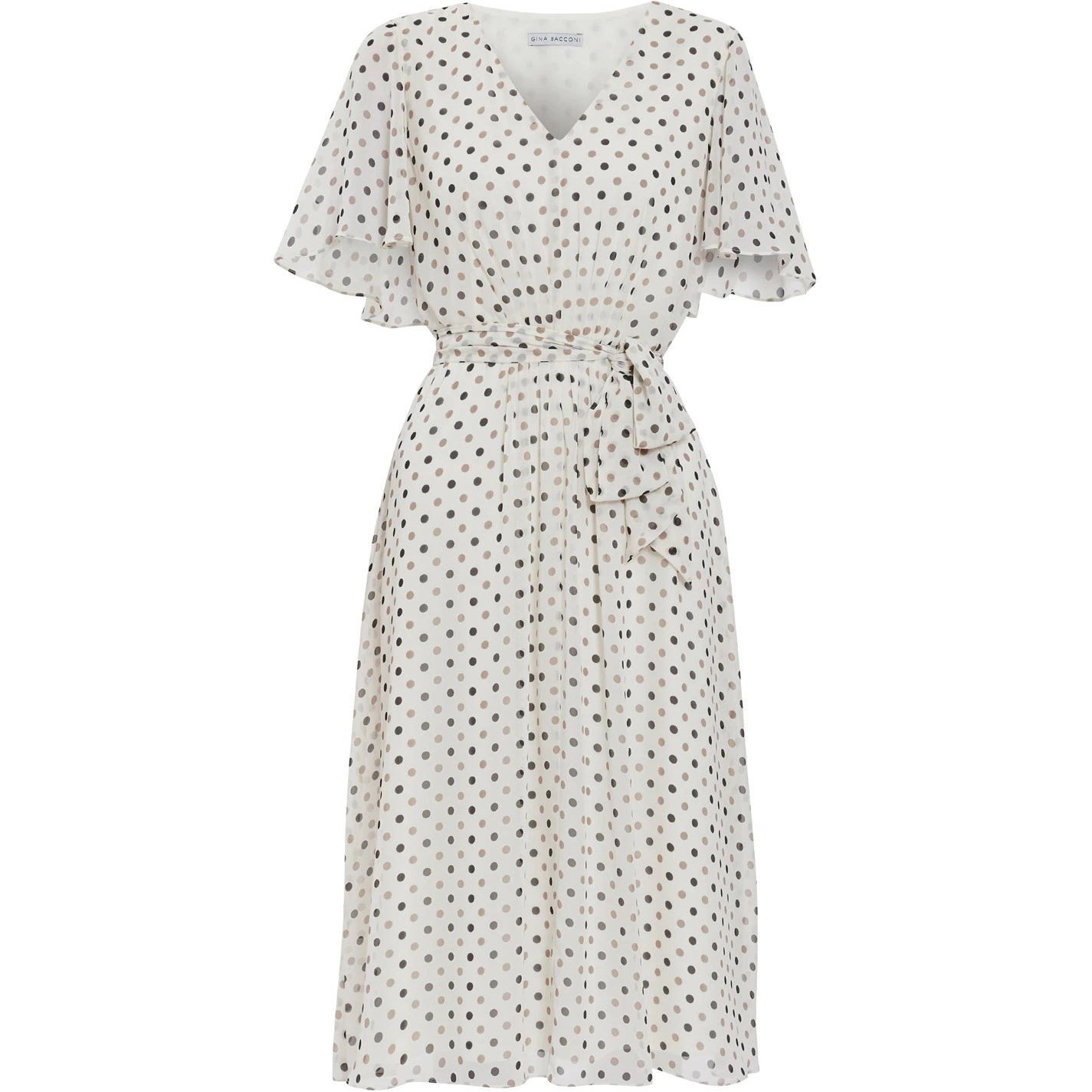 Gina Bacconi Freema Chiffon Spot Dress With Tie 4 Gina Bacconi Freema Chiffon Spot Dress With Tie - Image 4