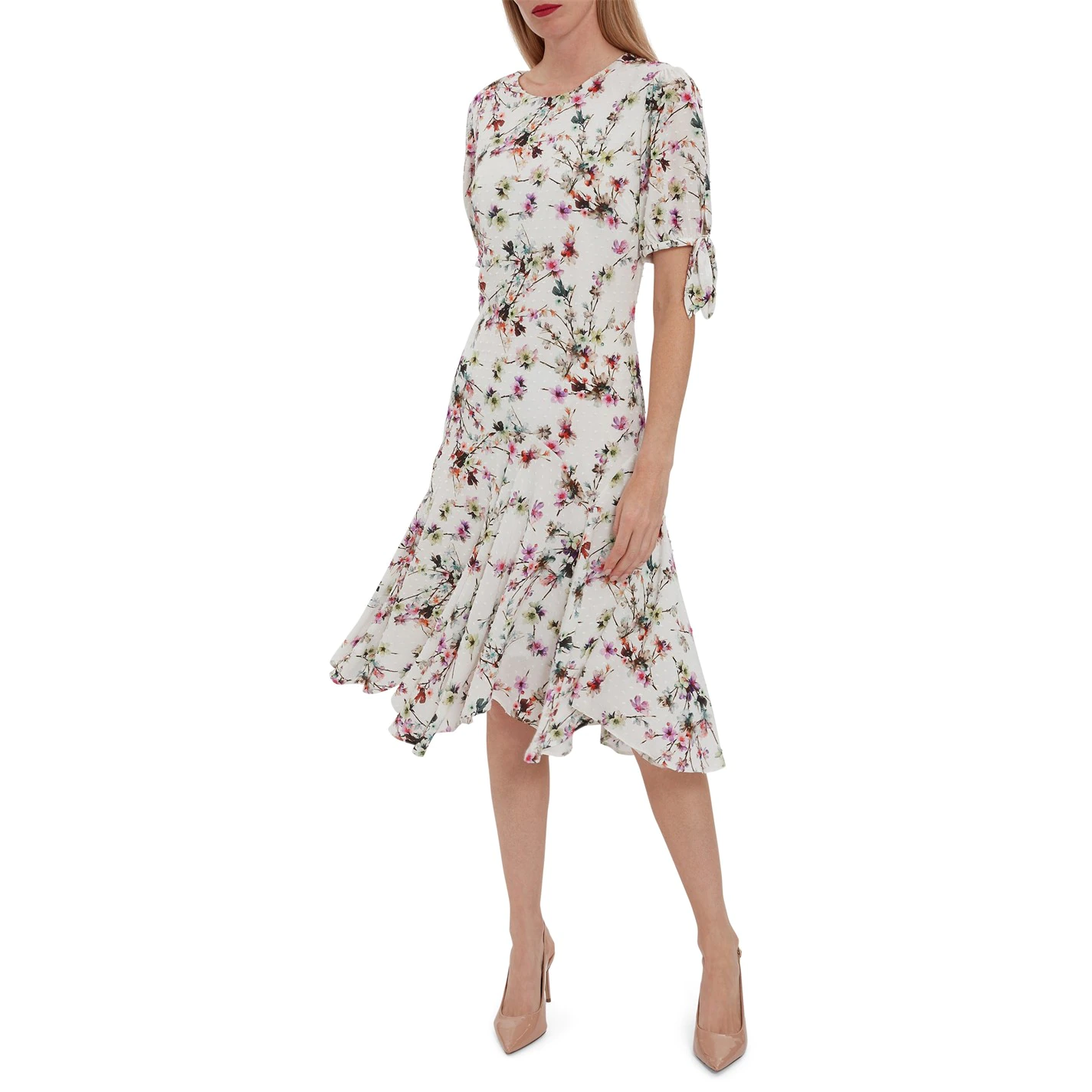 Gina Bacconi Dita Floral Dress With Tie Sleeves 3 Gina Bacconi Dita Floral Dress With Tie Sleeves - Image 3