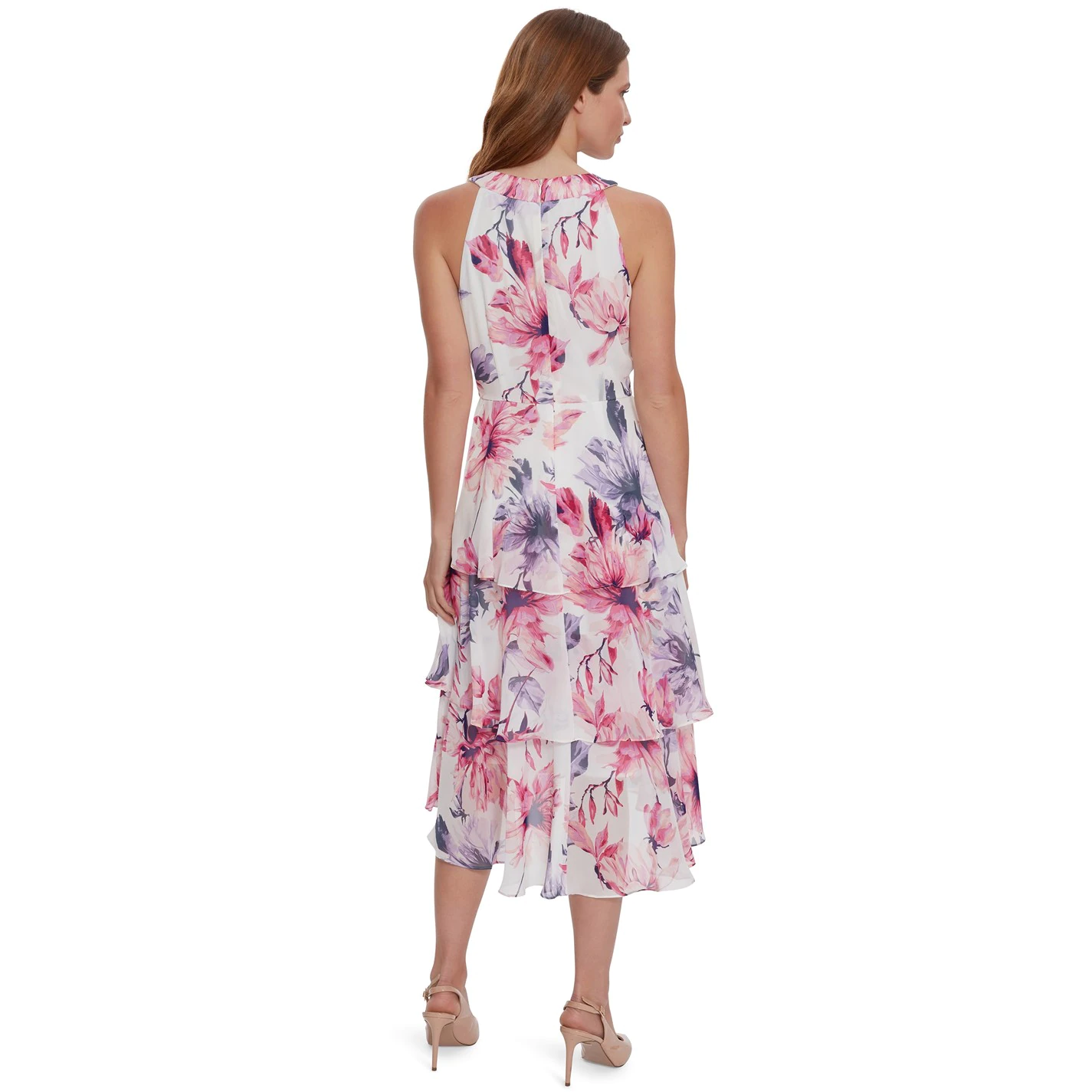 Gina Bacconi Myava Tiered Floral Chiffon Dress 2 Gina Bacconi Myava Tiered Floral Chiffon Dress - Image 2