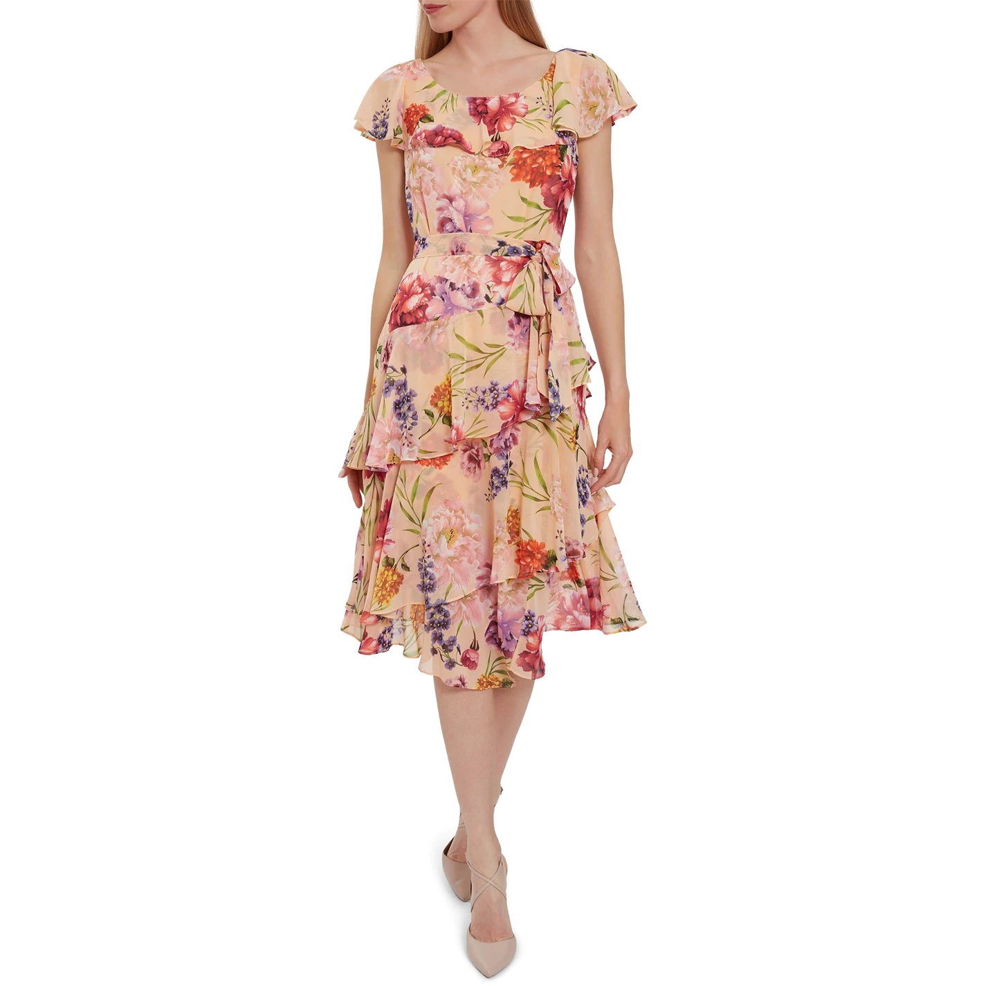 Gina Bacconi Joy Chiffon Floral Frill Dress 3 Gina Bacconi Joy Chiffon Floral Frill Dress - Image 3