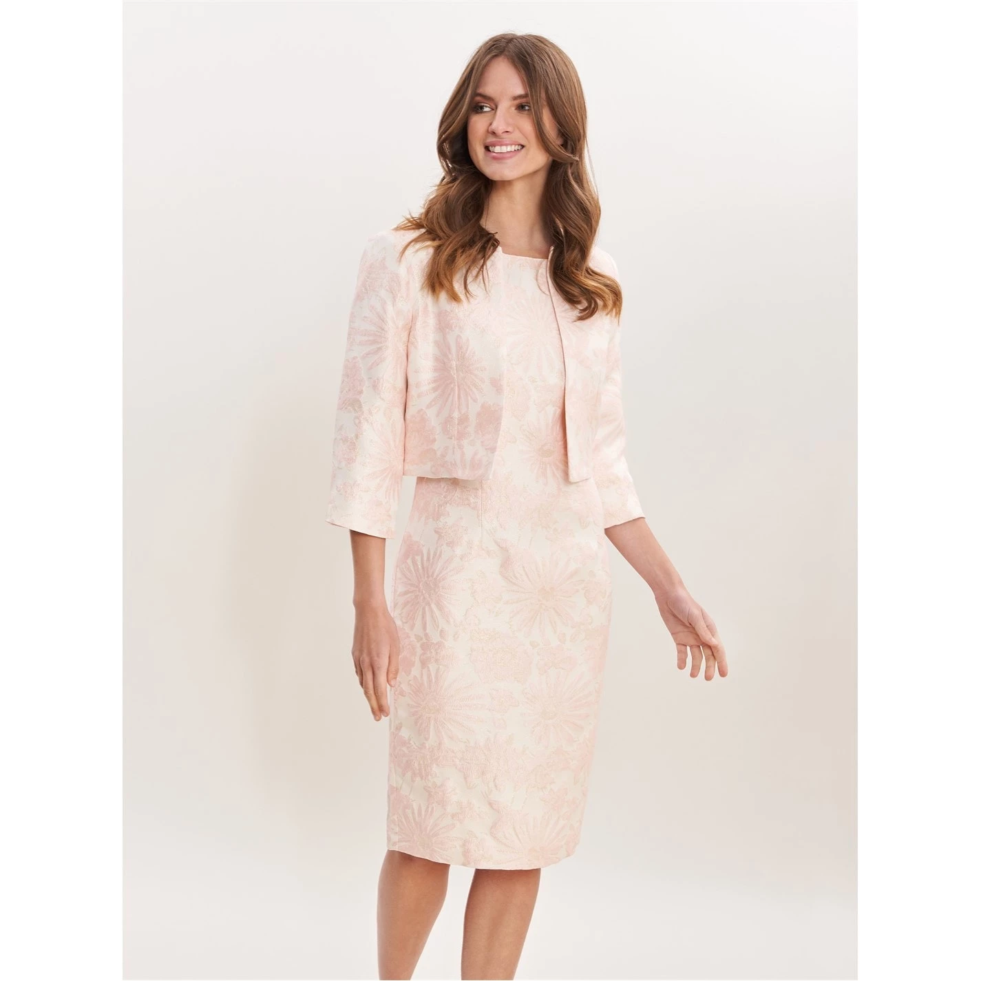 Gina Bacconi Emeline Jacquard Sheath Dress And Bolero 1 Gina Bacconi Emeline Jacquard Sheath Dress And Bolero