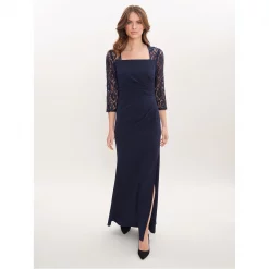 Gina Bacconi Una maxi dress with lace sleeves