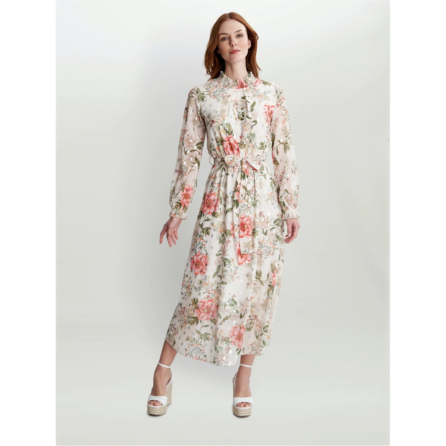 Gina Bacconi JODETTE SHIRRED NECK DRESS 1 Gina Bacconi JODETTE SHIRRED NECK DRESS