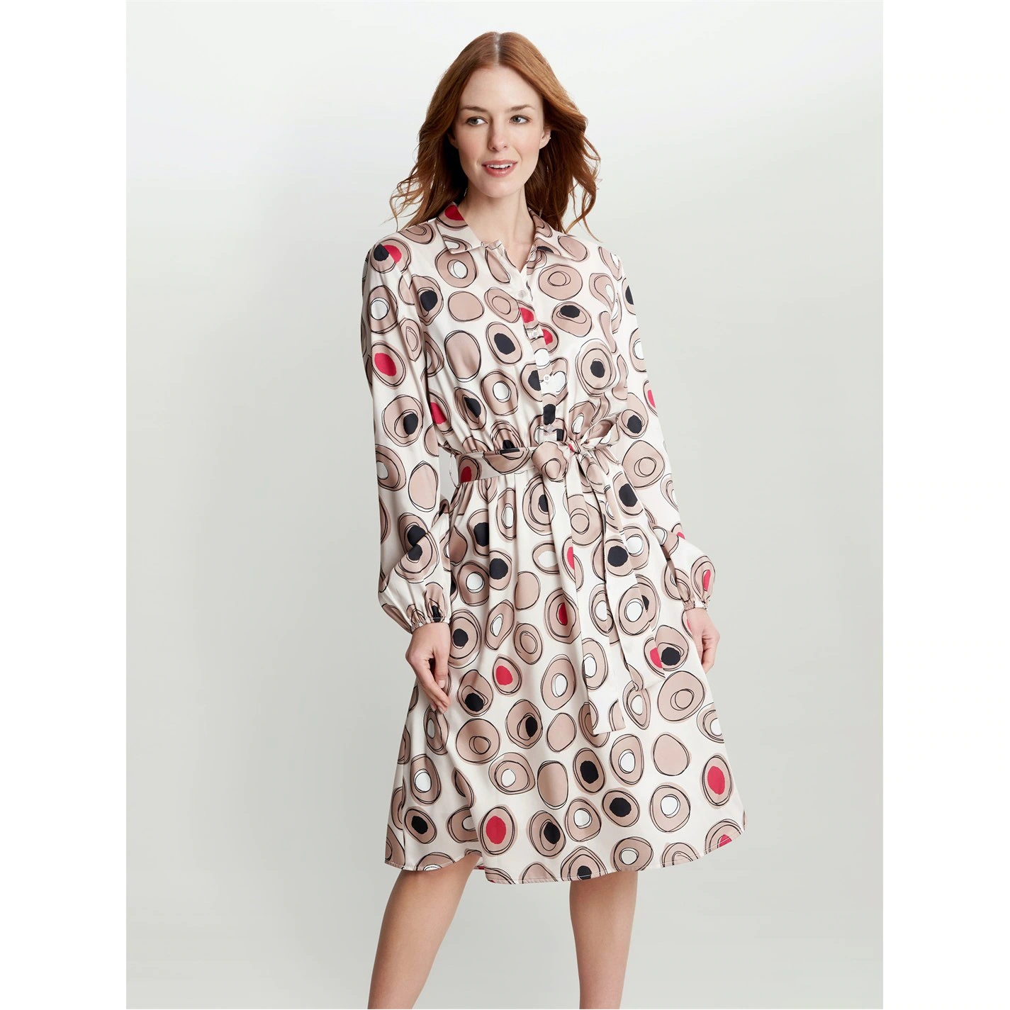 Gina Bacconi ROZA LONG SLEEVE SHIRT DRESS TWILL GEORGETTE 1 Gina Bacconi ROZA LONG SLEEVE SHIRT DRESS TWILL GEORGETTE