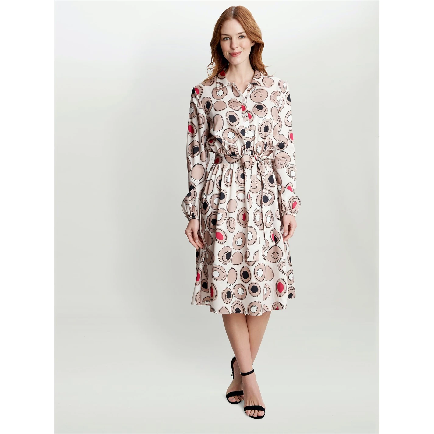 Gina Bacconi ROZA LONG SLEEVE SHIRT DRESS TWILL GEORGETTE 3 Gina Bacconi ROZA LONG SLEEVE SHIRT DRESS TWILL GEORGETTE - Image 3