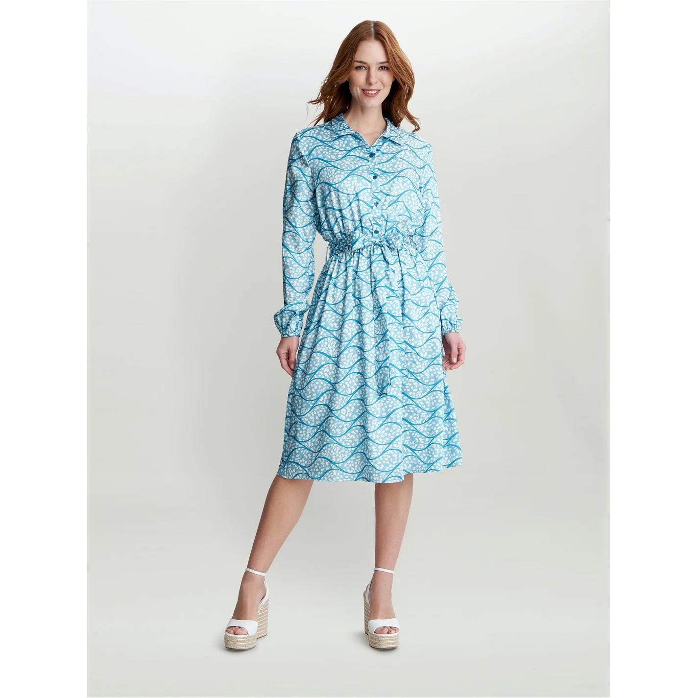 Gina Bacconi ROTEM LONG SLEEVE SHIRT DRESS TWILL GEORGETTE 3 Gina Bacconi ROTEM LONG SLEEVE SHIRT DRESS TWILL GEORGETTE - Image 3