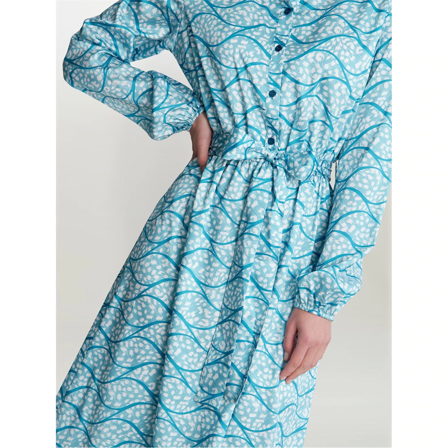 Gina Bacconi ROTEM LONG SLEEVE SHIRT DRESS TWILL GEORGETTE 5 Gina Bacconi ROTEM LONG SLEEVE SHIRT DRESS TWILL GEORGETTE - Image 5