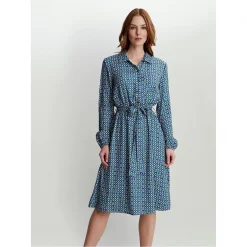 Gina Bacconi SIDNEY LONG SLEEVE SHIRT DRESS TWILL GEORGETTE