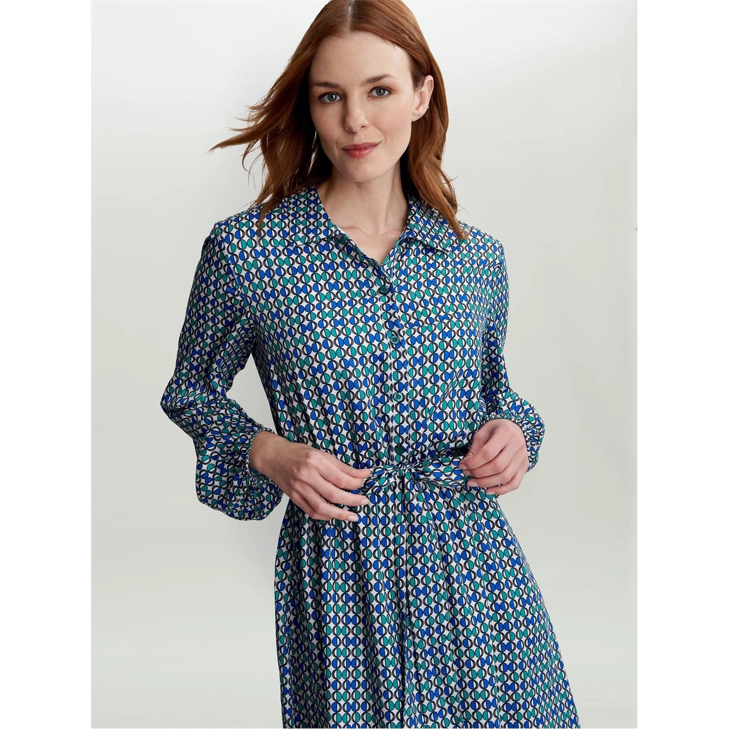 Gina Bacconi SIDNEY LONG SLEEVE SHIRT DRESS TWILL GEORGETTE 4 Gina Bacconi SIDNEY LONG SLEEVE SHIRT DRESS TWILL GEORGETTE - Image 4