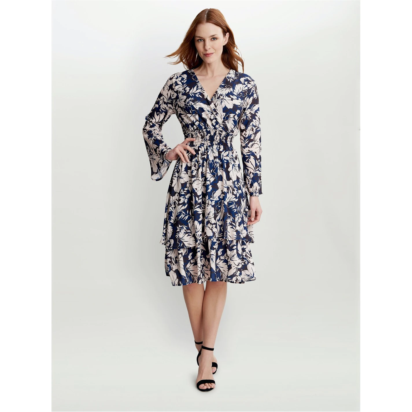 Gina Bacconi ALARICE V NECK ROUCHED WAIST DRESS 3 Gina Bacconi ALARICE V NECK ROUCHED WAIST DRESS - Image 3