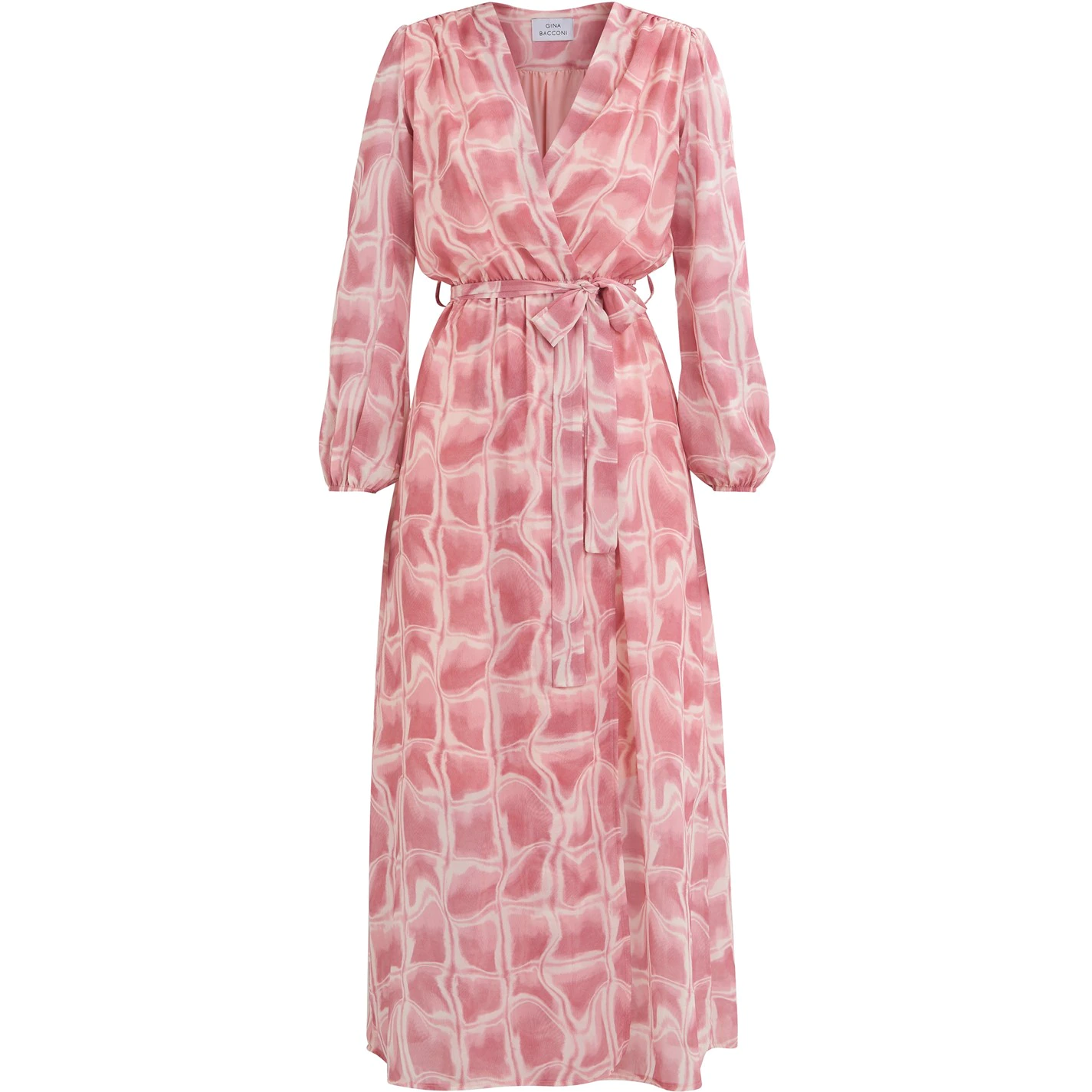 Gina Bacconi QUEENIE PRINT GEORGETTE DRESS WITH LONGSLEEVES & SELF BELT 4 Gina Bacconi QUEENIE PRINT GEORGETTE DRESS WITH LONGSLEEVES & SELF BELT - Image 4