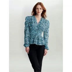 Gina Bacconi PNINA BLOUSE WITH ROUCHED WAISTBAND
