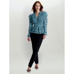 Gina Bacconi PNINA BLOUSE WITH ROUCHED WAISTBAND 7 Gina Bacconi PNINA BLOUSE WITH ROUCHED WAISTBAND -Gina Bacconi Sales aa185200 xxl a2