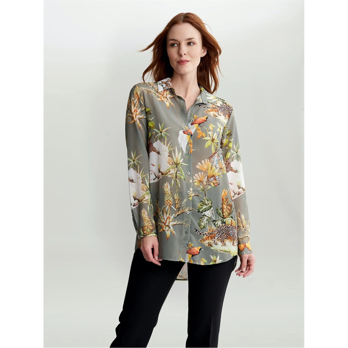 Gina Bacconi ISABELLA PRINTED GEORGETTE SHIRT TUNIC 1 Gina Bacconi ISABELLA PRINTED GEORGETTE SHIRT TUNIC