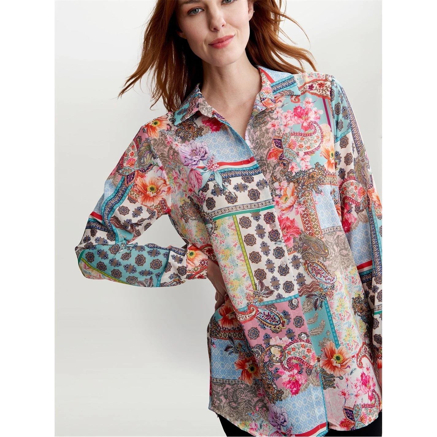 Gina Bacconi HALLE PRINTED GEORGETTE SHIRT TUNIC 3 Gina Bacconi HALLE PRINTED GEORGETTE SHIRT TUNIC - Image 3