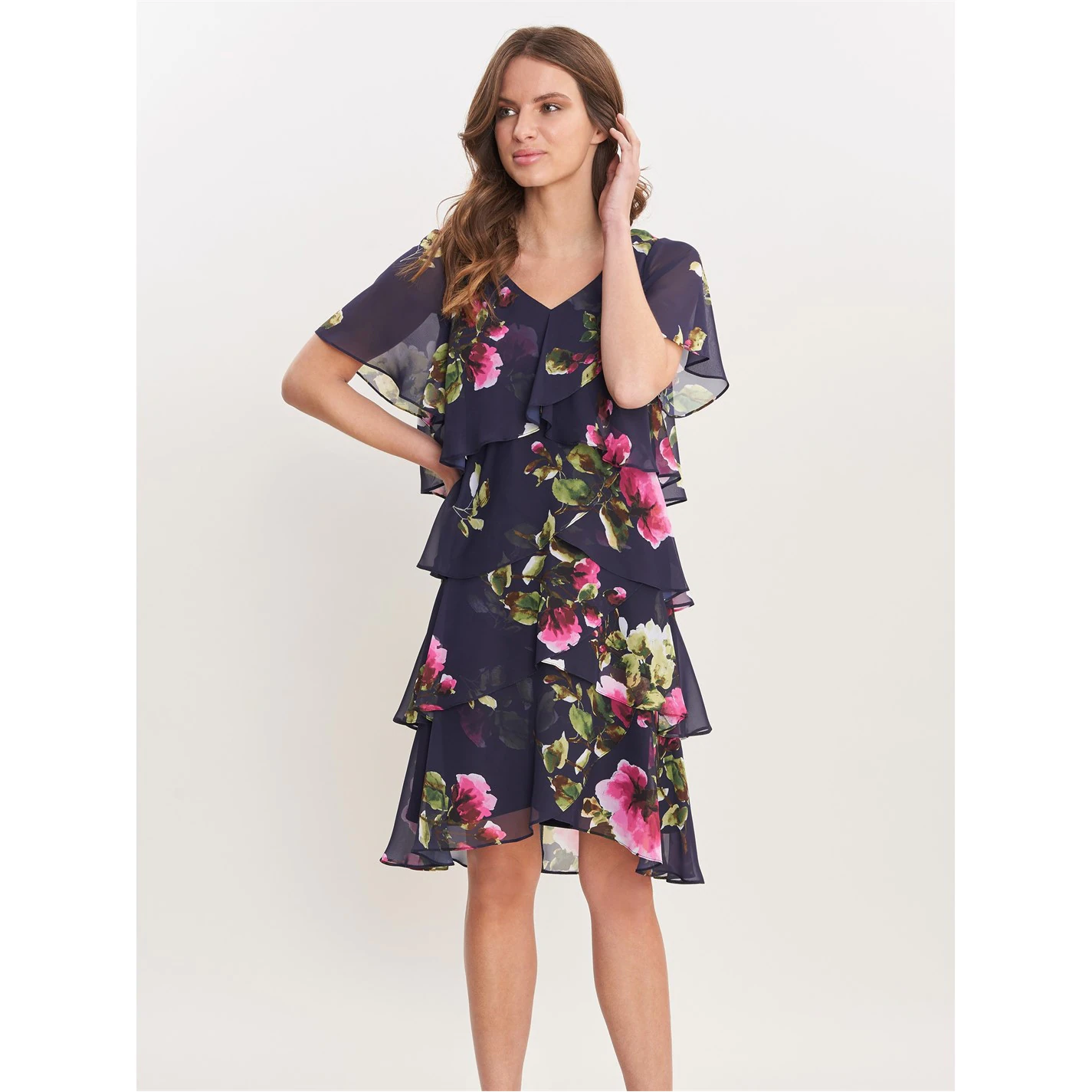 Gina Bacconi Cory Floral Layered Chiffon Dress 1 Gina Bacconi Cory Floral Layered Chiffon Dress
