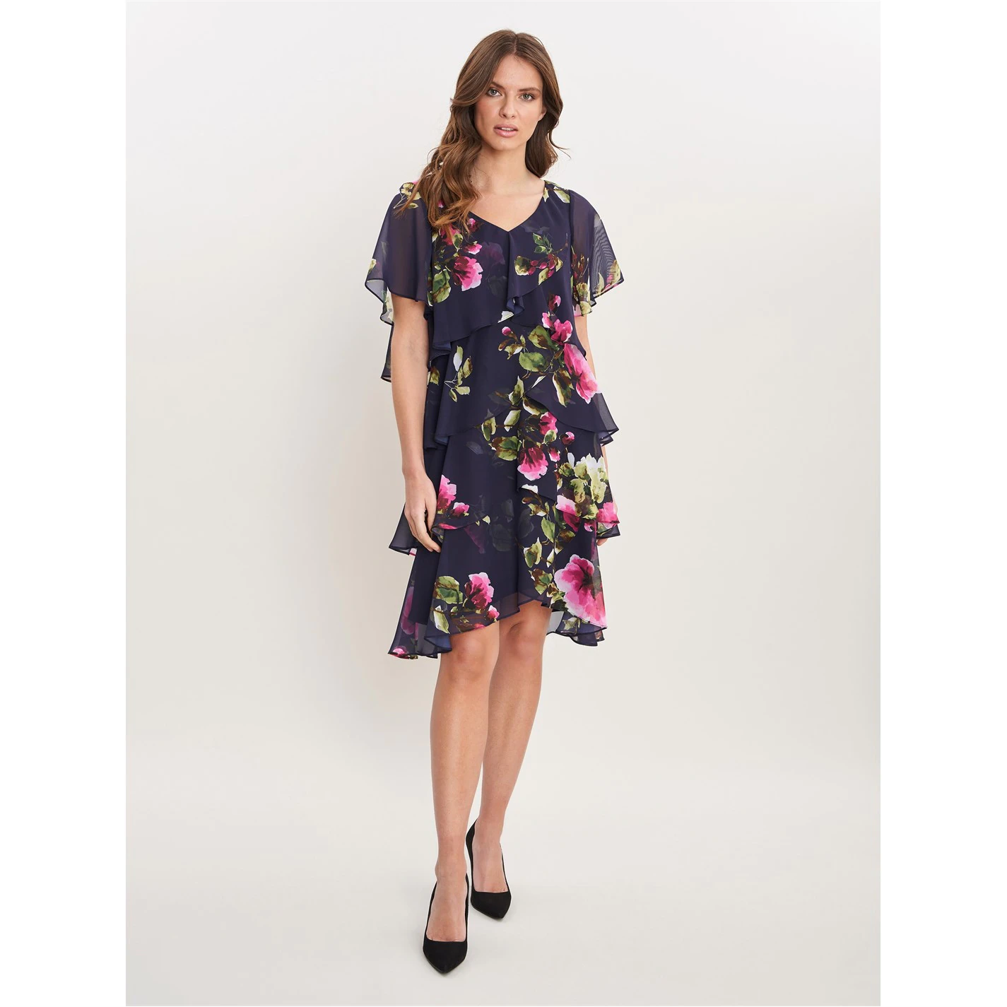 Gina Bacconi Cory Floral Layered Chiffon Dress 3 Gina Bacconi Cory Floral Layered Chiffon Dress - Image 3
