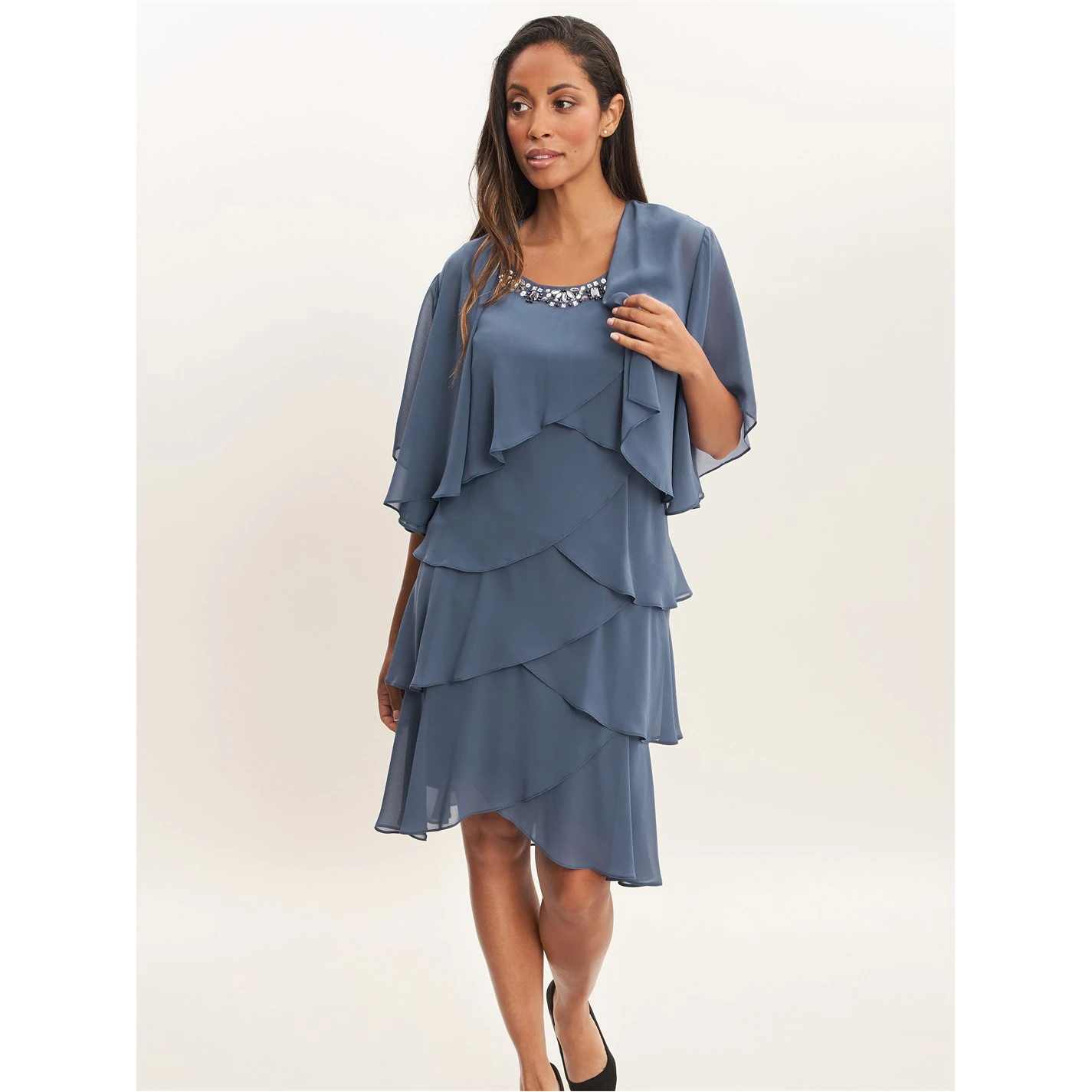 Gina Bacconi Toni Layered Scoop Dress And Jacket 1 Gina Bacconi Toni Layered Scoop Dress And Jacket