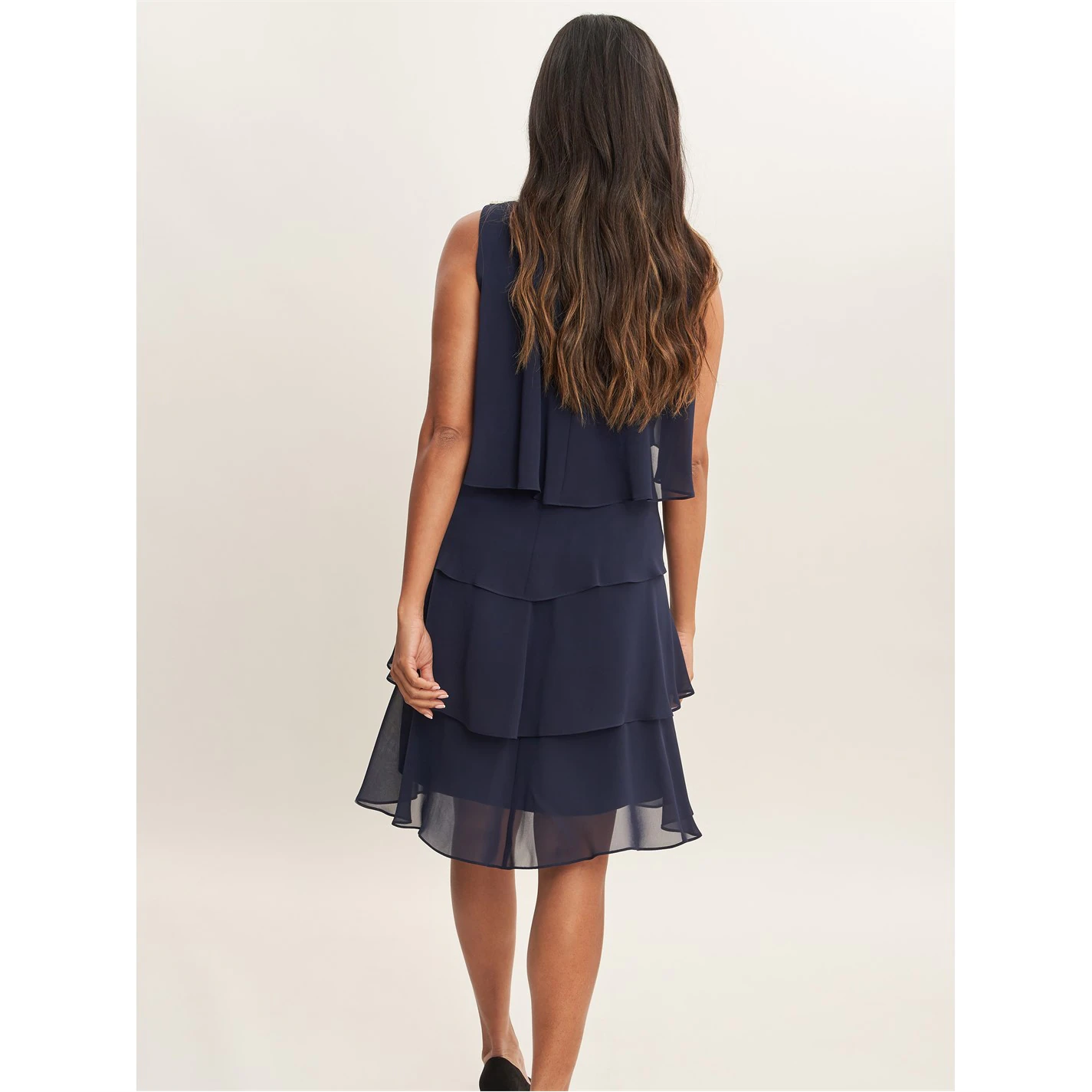 Gina Bacconi Vesta Jewel-Shoulder Tiered Cocktail Dress 2 Gina Bacconi Vesta Jewel-Shoulder Tiered Cocktail Dress - Image 2