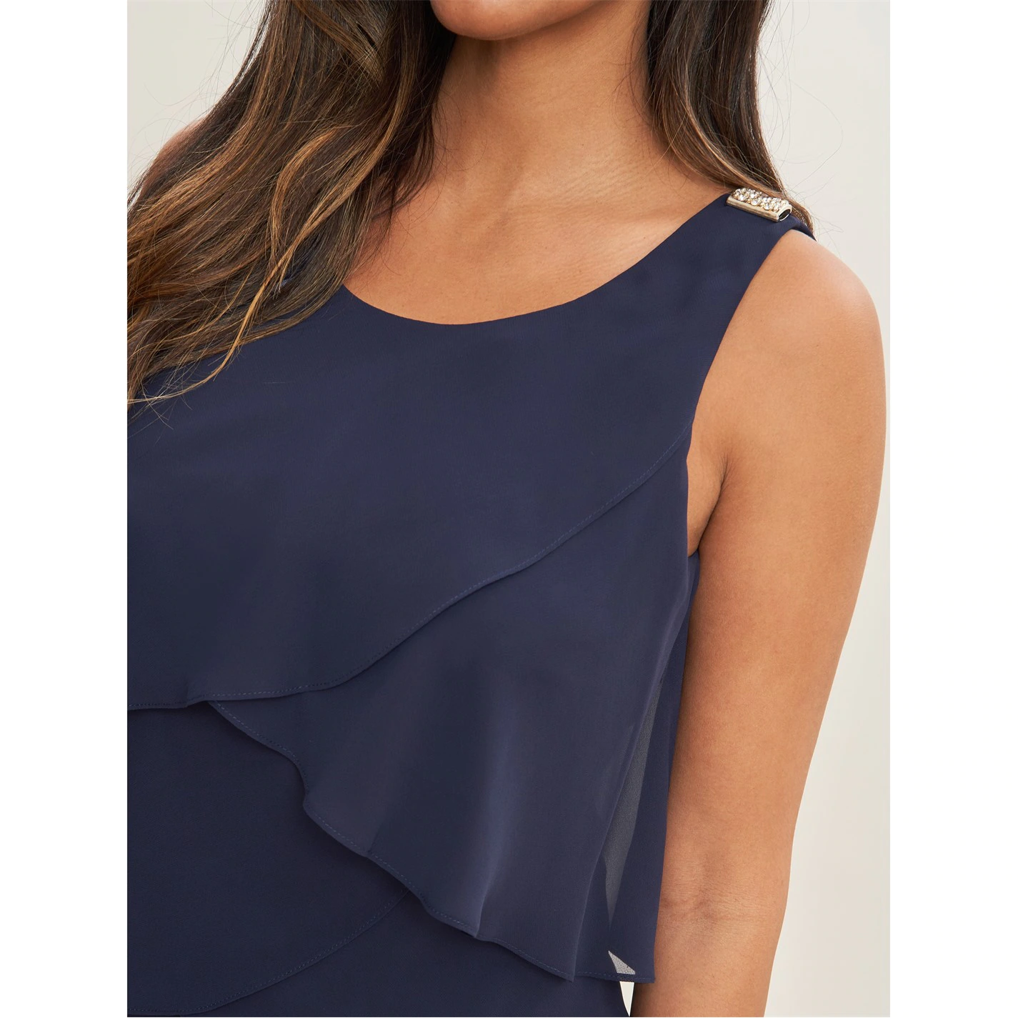 Gina Bacconi Vesta Jewel-Shoulder Tiered Cocktail Dress 5 Gina Bacconi Vesta Jewel-Shoulder Tiered Cocktail Dress - Image 5