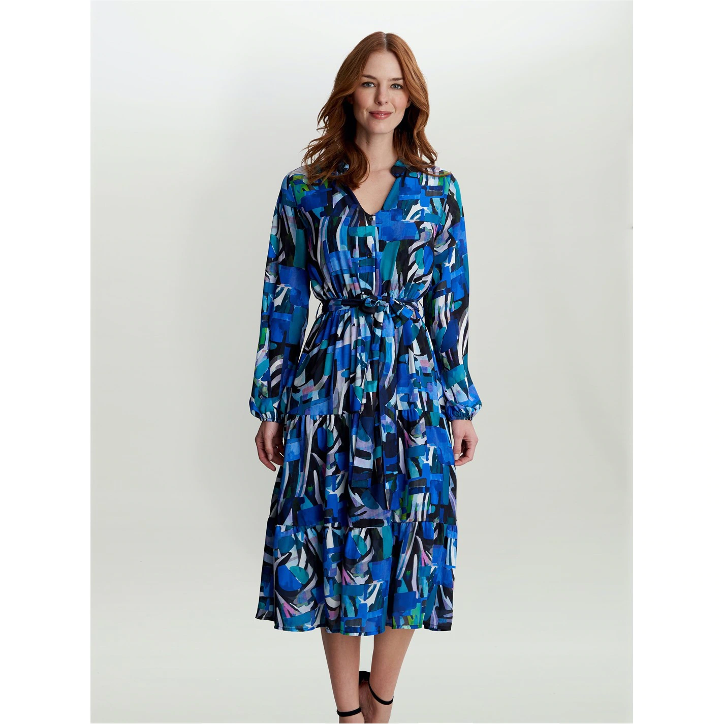 Gina Bacconi Daviana Neck Button Front Dress 1 Gina Bacconi Daviana Neck Button Front Dress