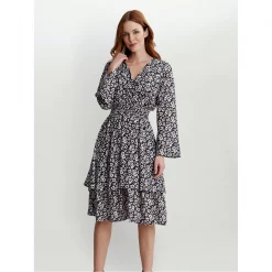 Gina Bacconi Clora V Neck Rouched Waist Dress -Gina Bacconi Sales aa283100 xxl a2