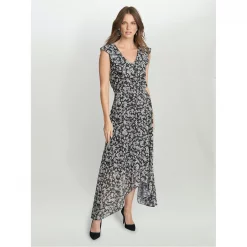 Gina Bacconi Dorina V Neck Hankerchief Dress