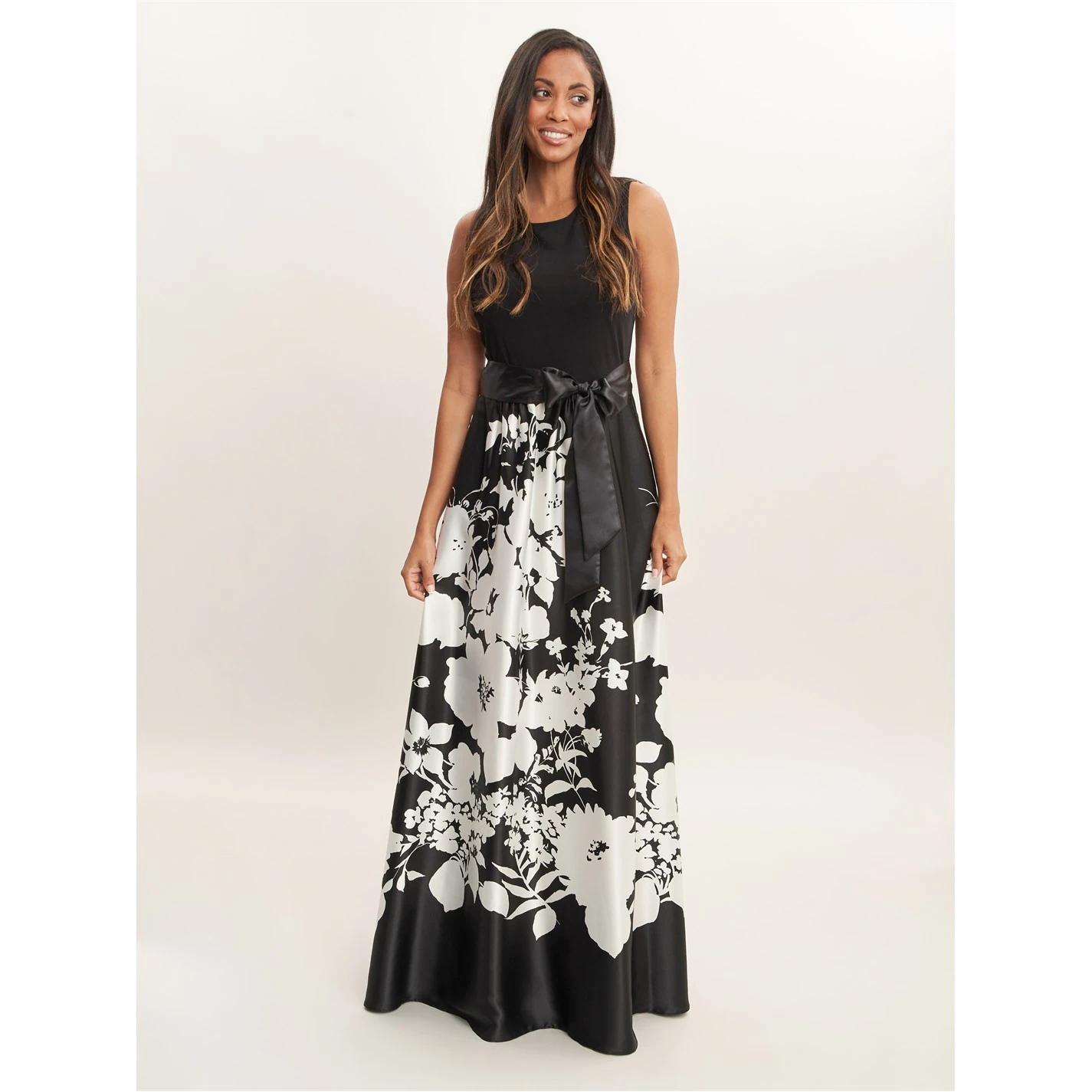 Gina Bacconi JAIMARIE FLORAL SATIN AND JERSEY DRESS 1 Gina Bacconi JAIMARIE FLORAL SATIN AND JERSEY DRESS