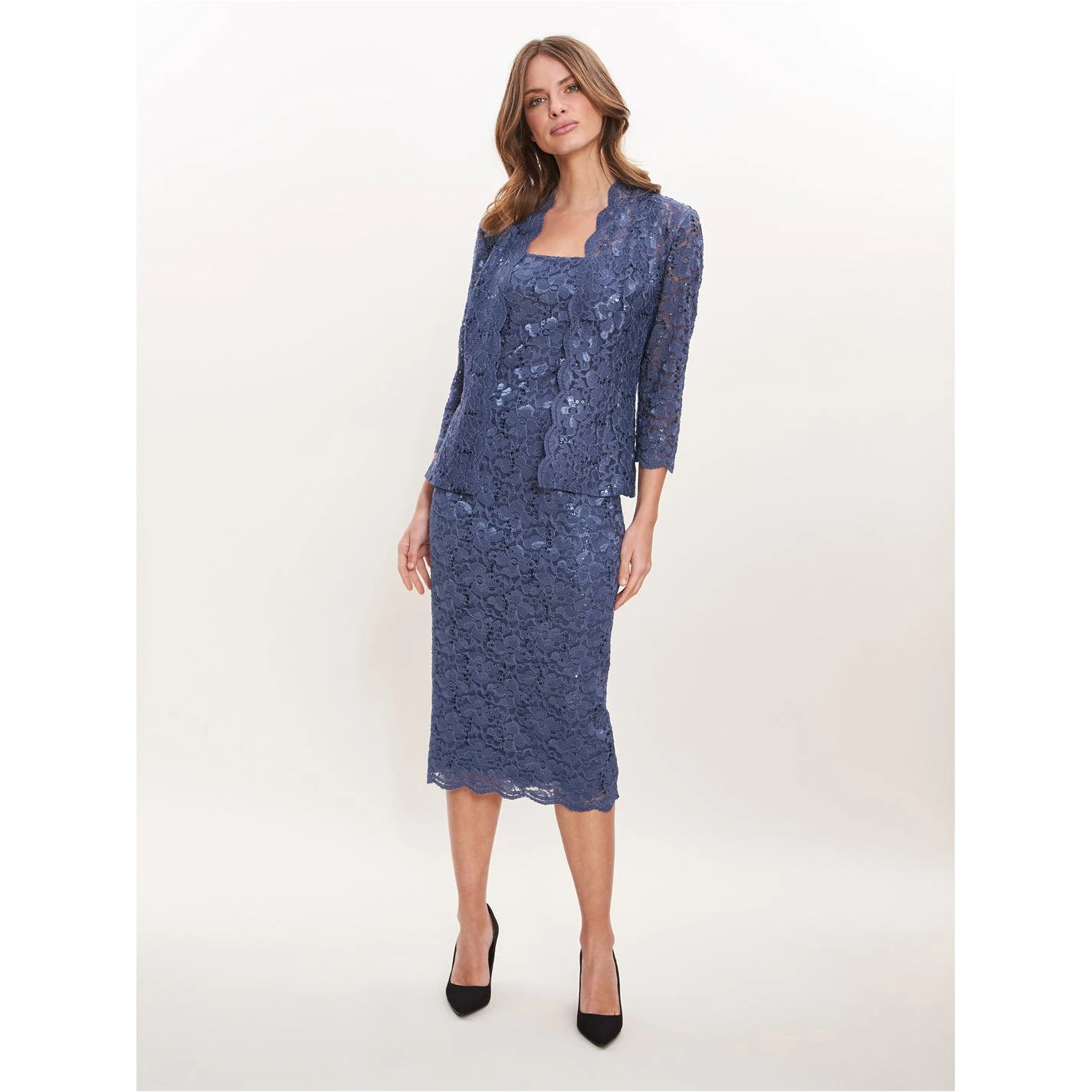 Gina Bacconi Kayla Midi Length Sequin Lace Dress 3 Gina Bacconi Kayla Midi Length Sequin Lace Dress - Image 3