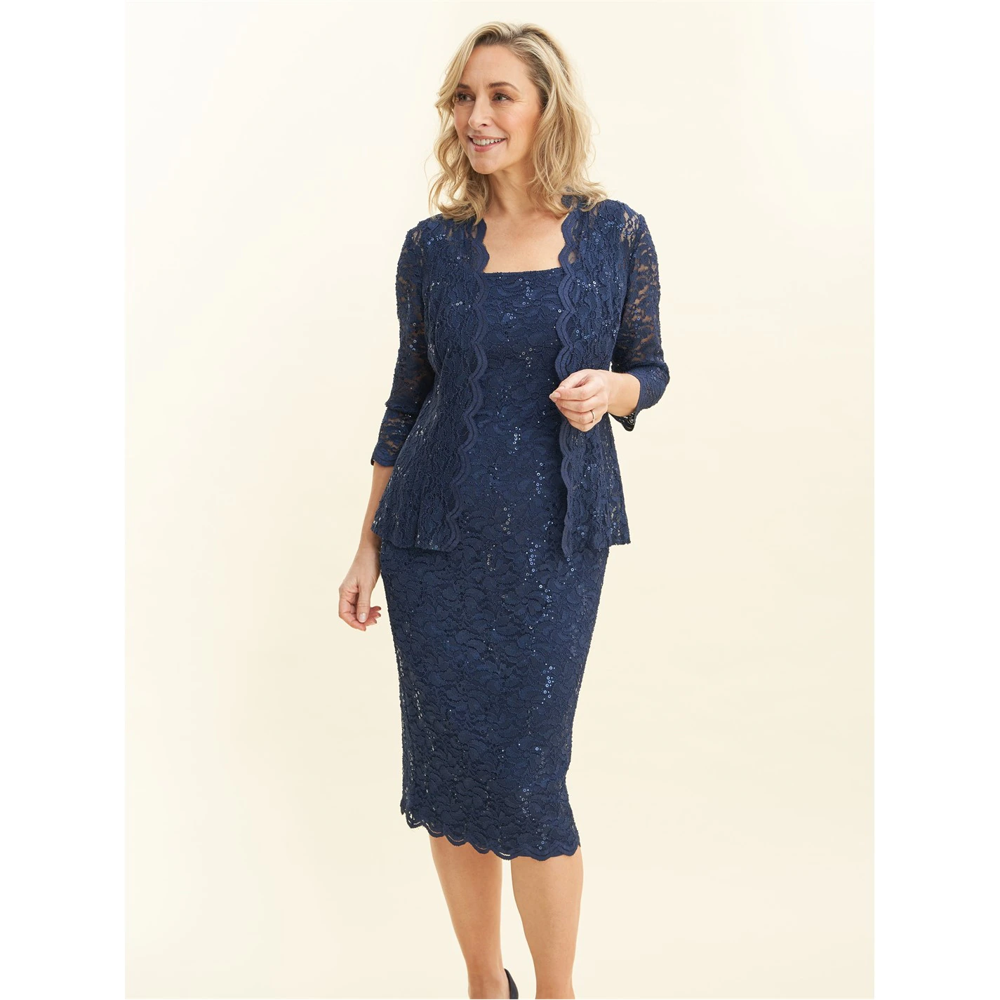 Gina Bacconi Kayla Lace Midi-Length Jacket Dress 3 Gina Bacconi Kayla Lace Midi-Length Jacket Dress - Image 3