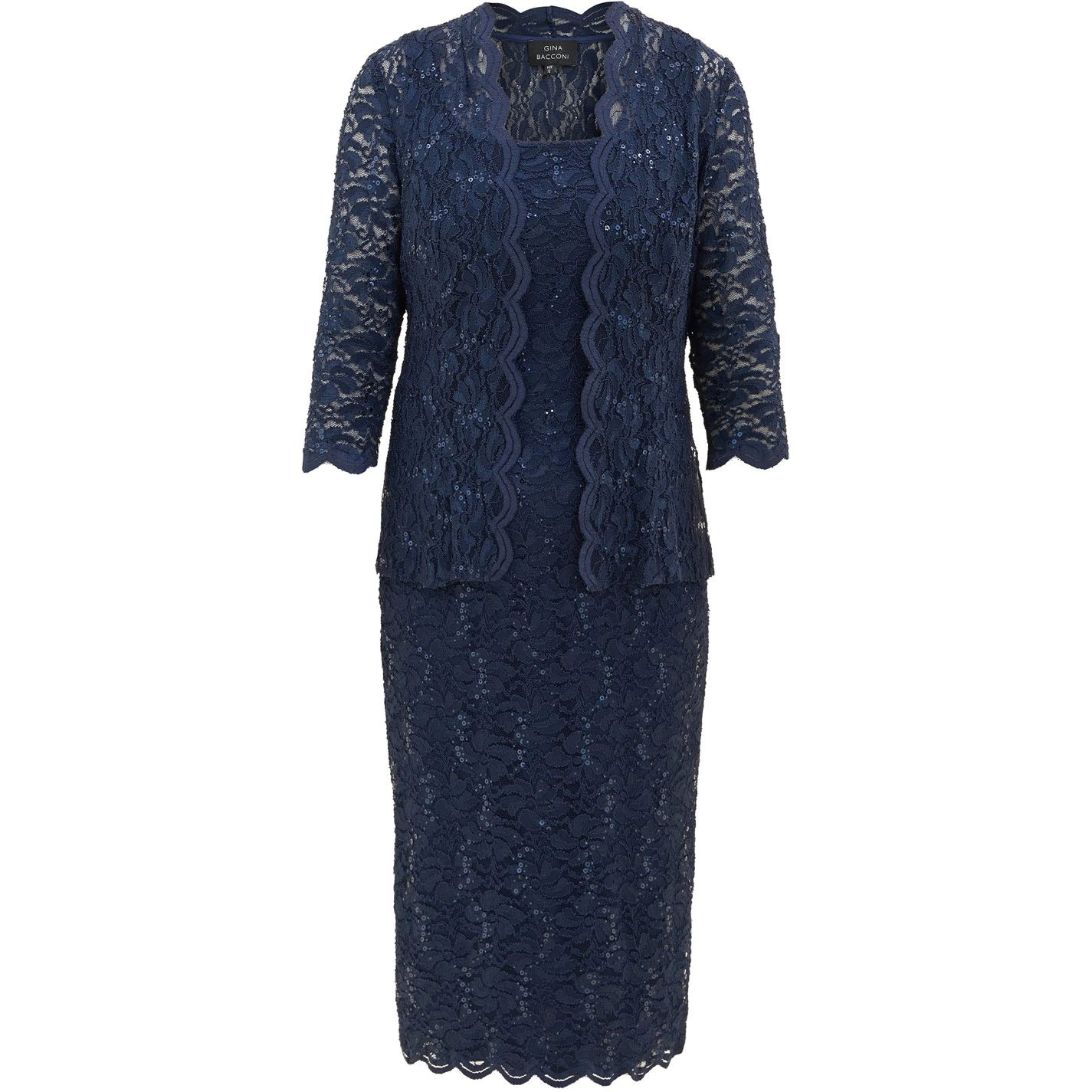 Gina Bacconi Kayla Lace Midi-Length Jacket Dress 4 Gina Bacconi Kayla Lace Midi-Length Jacket Dress - Image 4