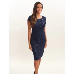 Gina Bacconi Sales 15 Gina Bacconi Gilly Short Sleeve Sequin Cutout Dress