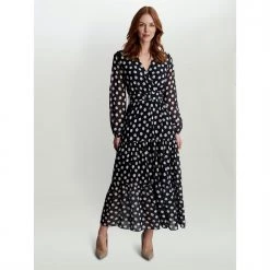 Gina Bacconi Rayla Dress With Belt & Tiered Skirt