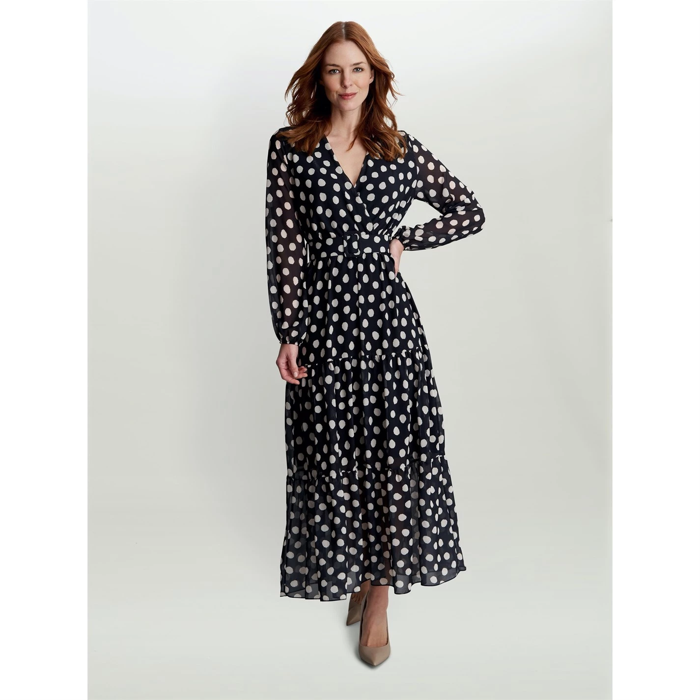 Gina Bacconi Rayla Dress With Belt & Tiered Skirt 3 Gina Bacconi Rayla Dress With Belt & Tiered Skirt - Image 3