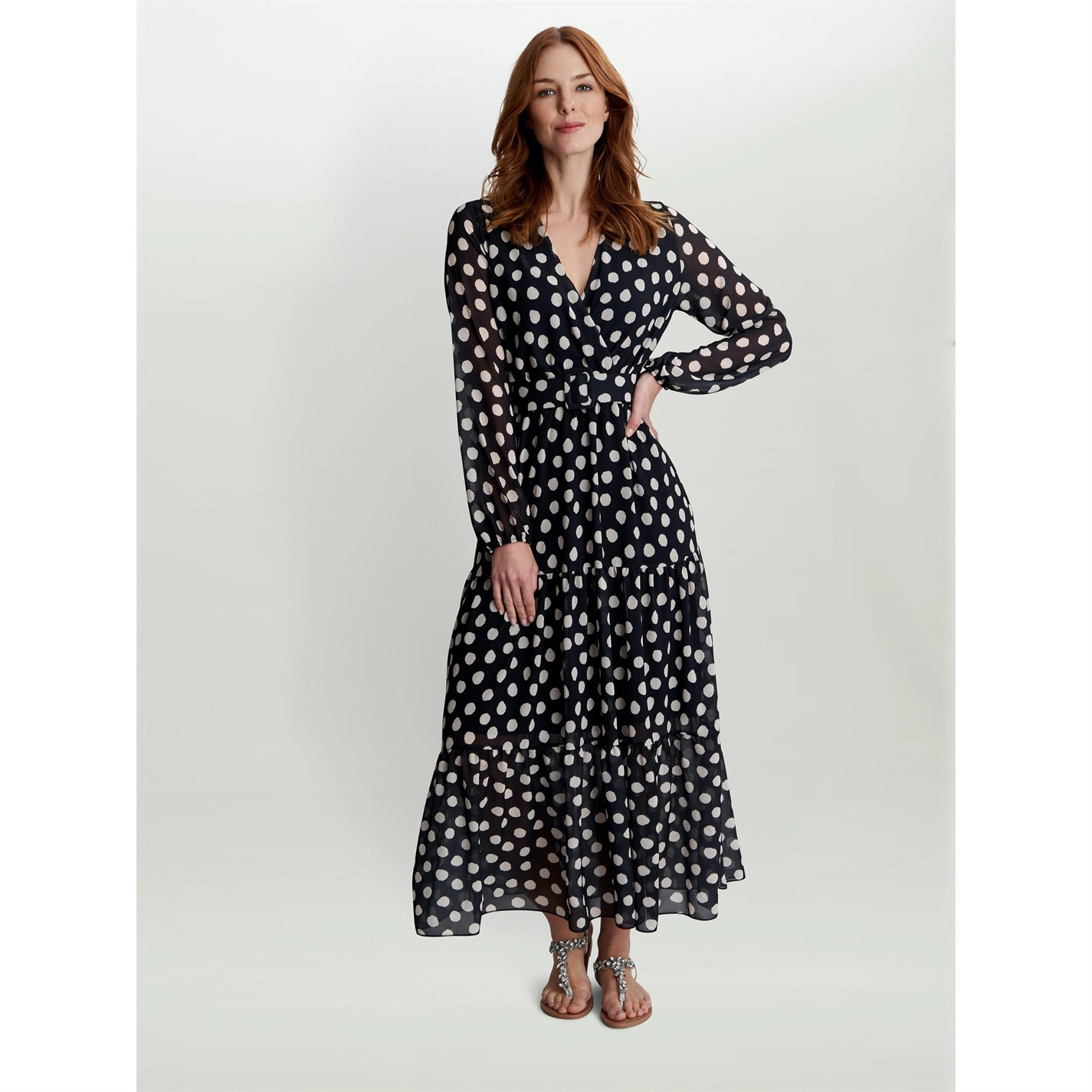 Gina Bacconi Rayla Dress With Belt & Tiered Skirt 6 Gina Bacconi Rayla Dress With Belt & Tiered Skirt - Image 6