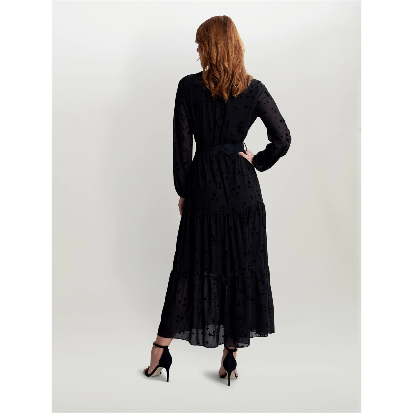 Gina Bacconi Wenda Dress With Belt & Tiered Skirt 2 Gina Bacconi Wenda Dress With Belt & Tiered Skirt - Image 2