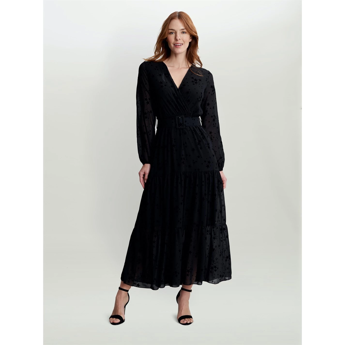 Gina Bacconi Wenda Dress With Belt & Tiered Skirt 3 Gina Bacconi Wenda Dress With Belt & Tiered Skirt - Image 3