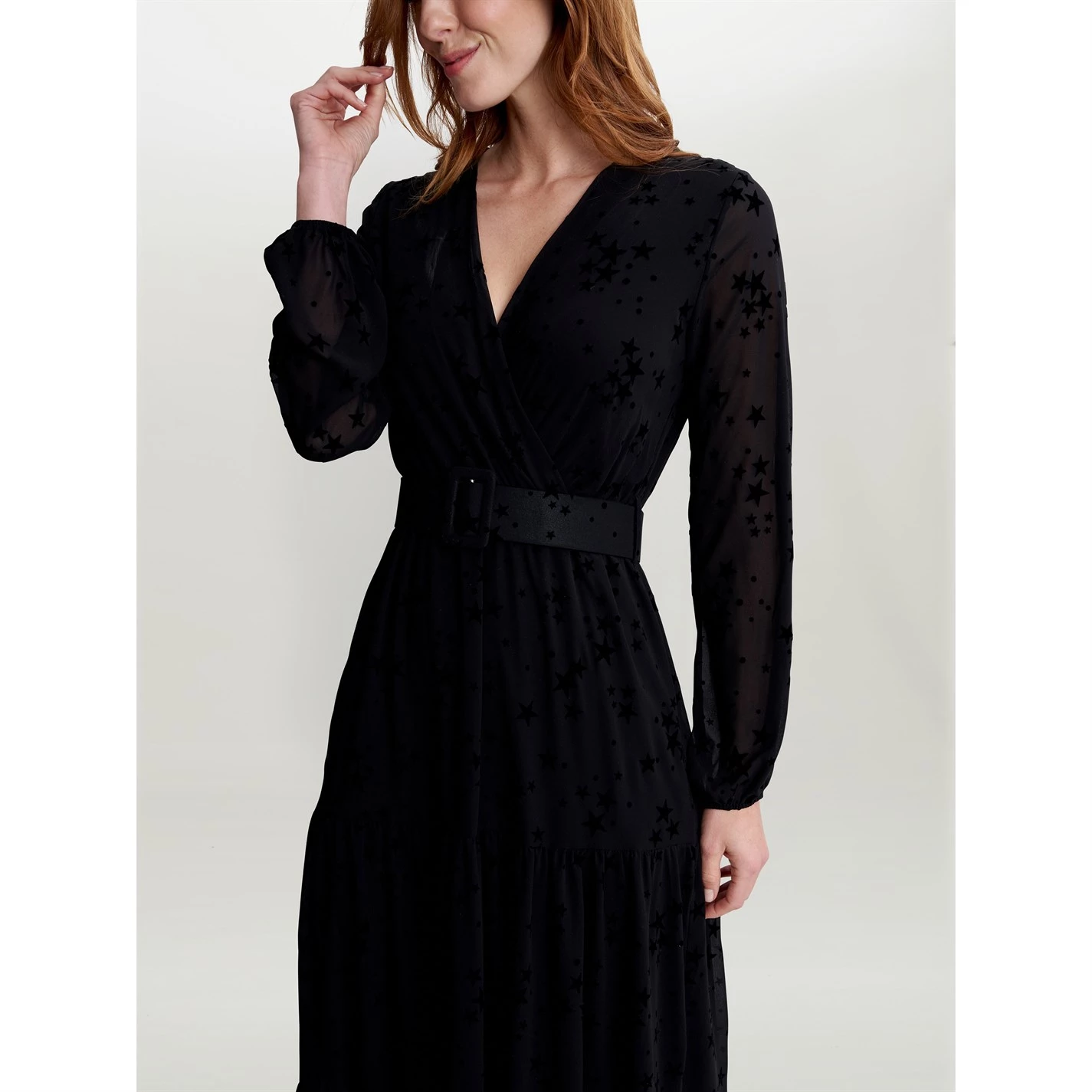 Gina Bacconi Wenda Dress With Belt & Tiered Skirt 4 Gina Bacconi Wenda Dress With Belt & Tiered Skirt - Image 4