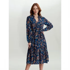 Gina Bacconi Lulia V Neck Button Front Dress