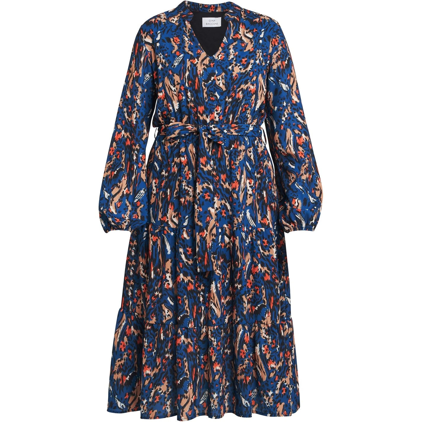 Gina Bacconi Lulia V Neck Button Front Dress 4 Gina Bacconi Lulia V Neck Button Front Dress - Image 4