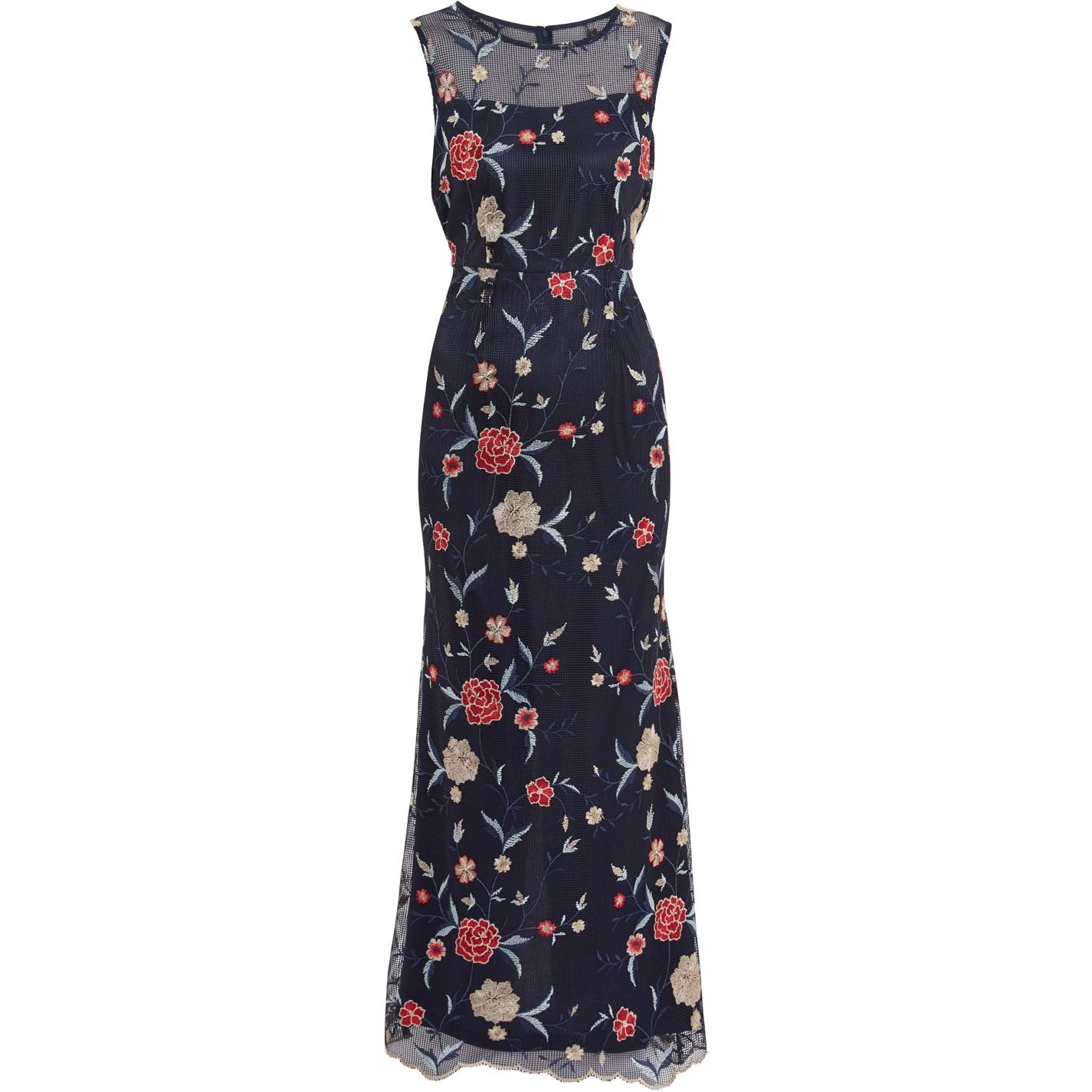 Gina Bacconi Raviva Embroidery Net Maxi Dress 1 Gina Bacconi Raviva Embroidery Net Maxi Dress