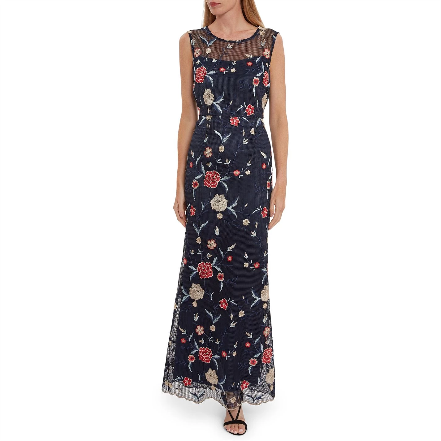 Gina Bacconi Raviva Embroidery Net Maxi Dress 2 Gina Bacconi Raviva Embroidery Net Maxi Dress - Image 2