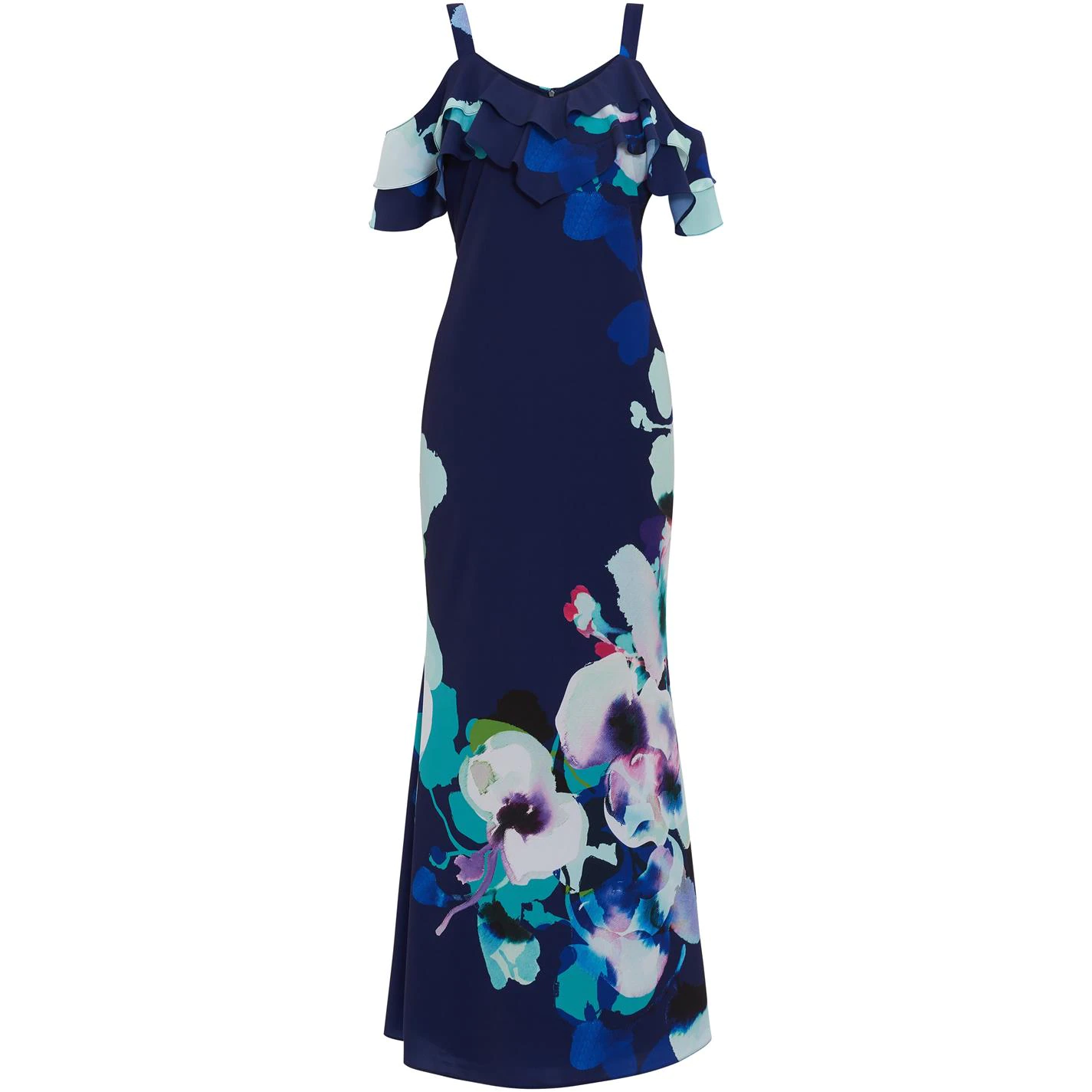 Gina Bacconi Gailyn Floral Crepe Maxi Dress 1 Gina Bacconi Gailyn Floral Crepe Maxi Dress